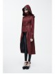 Shoulder Pointed Nails Front Double-Breasted Voluminous Skirt Hem Wine Red Gothic Hoodie Suede Coat