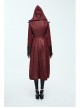Shoulder Pointed Nails Front Double-Breasted Voluminous Skirt Hem Wine Red Gothic Hoodie Suede Coat