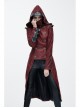 Shoulder Pointed Nails Front Double-Breasted Voluminous Skirt Hem Wine Red Gothic Hoodie Suede Coat
