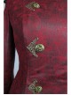 Shoulder Pointed Nails Front Double-Breasted Voluminous Skirt Hem Wine Red Gothic Hoodie Suede Coat