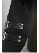 Metal Buckle Leather Loop Decoration Double Sleeve Brown Punk Hoodie Leather Coat
