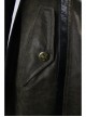 Metal Buckle Leather Loop Decoration Double Sleeve Brown Punk Hoodie Leather Coat