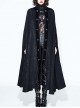 Stand-Up Collar Metal Buckle Retro Button Decoration Black Gothic Jacquard Long Cape