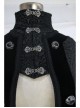 Stand-Up Collar Metal Buckle Retro Button Decoration Black Gothic Jacquard Long Cape
