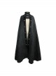 Stand-Up Collar Metal Buckle Retro Button Decoration Black Gothic Jacquard Long Cape