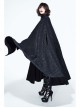 Stand-Up Collar Metal Buckle Retro Button Decoration Black Gothic Jacquard Long Cape