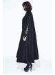 Stand-Up Collar Metal Buckle Retro Button Decoration Black Gothic Jacquard Long Cape