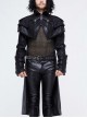Stand-Up Collar Metal Cross Zipper With Cape Black Gothic Coat