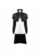 Stand-Up Collar Metal Cross Zipper With Cape Black Gothic Coat