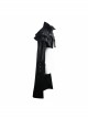 Stand-Up Collar Metal Cross Zipper With Cape Black Gothic Coat