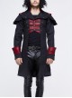 Stand-Up Collar Front Chest Metal Buckle Chain Ribbon Black Punk Coat
