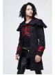 Stand-Up Collar Front Chest Metal Buckle Chain Ribbon Black Punk Coat