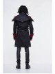 Stand-Up Collar Front Chest Metal Buckle Chain Ribbon Black Punk Coat