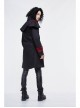 Stand-Up Collar Front Chest Metal Buckle Chain Ribbon Black Punk Coat