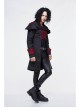 Stand-Up Collar Front Chest Metal Buckle Chain Ribbon Black Punk Coat