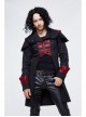 Stand-Up Collar Front Chest Metal Buckle Chain Ribbon Black Punk Coat