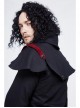 Stand-Up Collar Front Chest Metal Buckle Chain Ribbon Black Punk Coat