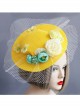 Fashion Leisure Multicolor Flowers White Net Yarn Seaside Tourism Vacation Yellow Sunhat