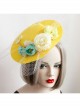 Fashion Leisure Multicolor Flowers White Net Yarn Seaside Tourism Vacation Yellow Sunhat