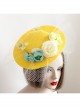 Fashion Leisure Multicolor Flowers White Net Yarn Seaside Tourism Vacation Yellow Sunhat