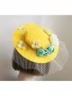 Fashion Leisure Multicolor Flowers White Net Yarn Seaside Tourism Vacation Yellow Sunhat
