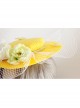 Fashion Leisure Multicolor Flowers White Net Yarn Seaside Tourism Vacation Yellow Sunhat