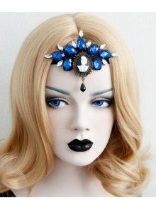 Gothic Retro Black Halloween Prom Party Sapphire Skull Bar Headband