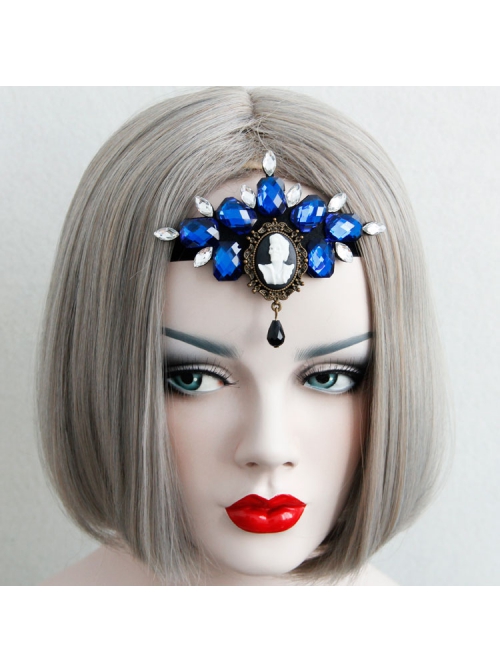 Gothic Retro Black Halloween Prom Party Sapphire Skull Bar Headband