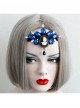 Gothic Retro Black Halloween Prom Party Sapphire Skull Bar Headband