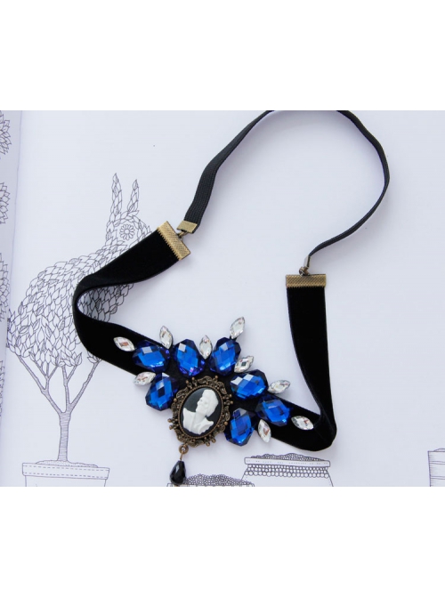 Gothic Retro Black Halloween Prom Party Sapphire Skull Bar Headband