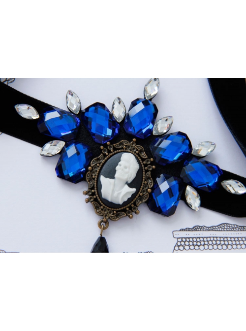 Gothic Retro Black Halloween Prom Party Sapphire Skull Bar Headband
