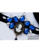Gothic Retro Black Halloween Prom Party Sapphire Skull Bar Headband