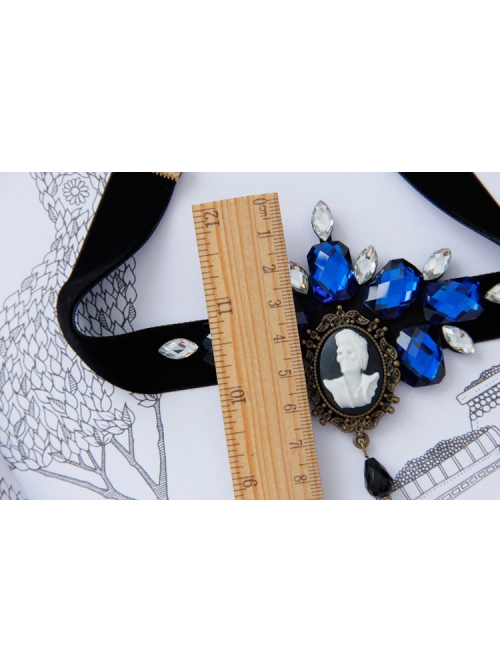 Gothic Retro Black Halloween Prom Party Sapphire Skull Bar Headband