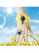 Creative Retro Travel Beach Yellow Flowers Dark Green Rose Female Bracelet With Ring One Chain
