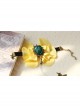 Creative Retro Travel Beach Yellow Flowers Dark Green Rose Female Bracelet With Ring One Chain