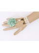 Baroque Retro Fashion Blue Flowers White Lace Pearl Women With Ring Bracelet