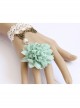 Baroque Retro Fashion Blue Flowers White Lace Pearl Women With Ring Bracelet