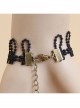 Gothic Court Retro Bird Black Bow Crystal Lace Bracelet With Ring One Chain
