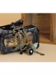 Gothic Court Retro Bird Black Bow Crystal Lace Bracelet With Ring One Chain