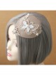Fashion Retro Palace Pink Lace Butterfly Pearl Lady Autumn Winter Small Top Hat Hairpin