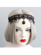 Fashion Retro Halloween Prom Gothic Black Lace Jewel Pearl Headband