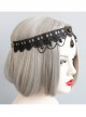 Fashion Retro Halloween Prom Gothic Black Lace Jewel Pearl Headband