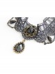 Fashion Retro Halloween Prom Gothic Black Lace Jewel Pearl Headband