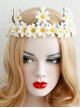 Fashion Retro Christmas White Daisy Flowers Pearl Crown Bridal Female Hairband