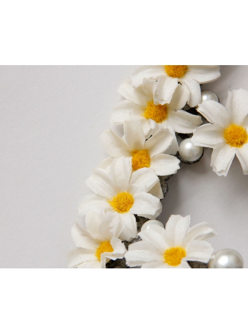Fashion Retro Christmas White Daisy Flowers Pearl Crown Bridal Female Hairband