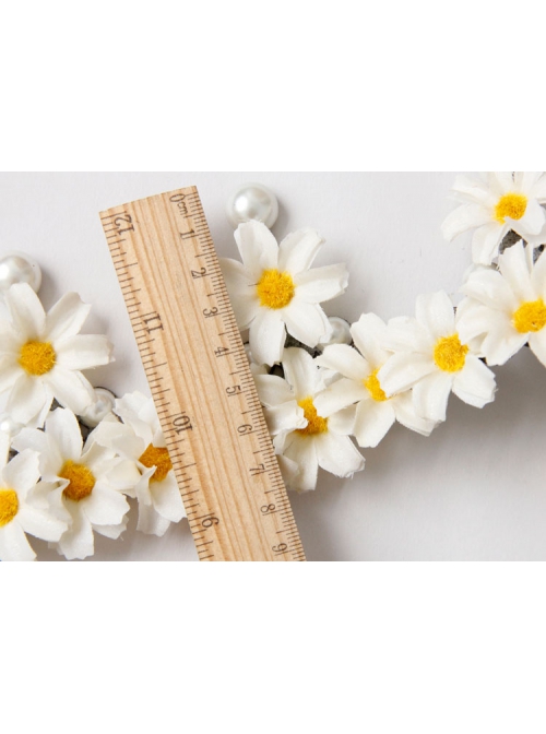Fashion Retro Christmas White Daisy Flowers Pearl Crown Bridal Female Hairband