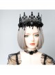 Gothic Retro Personality Lace Beaded Flower Man-Made Crystal Fashion Black Choker