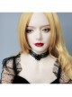 Gothic Retro Personality Lace Beaded Flower Man-Made Crystal Fashion Black Choker