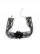 Gothic Retro Personality Lace Beaded Flower Man-Made Crystal Fashion Black Choker