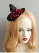 Gothic Retro Fashion Halloween Witch Black Net Gauze Red Rose Masquerade Party Hat Hairpin